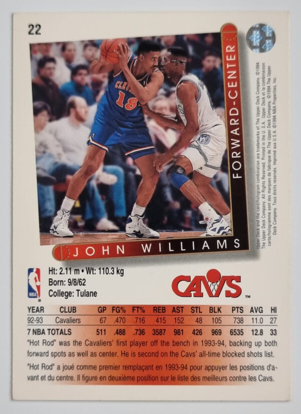 1993-94 Upper Deck International French #22 John Williams – Image 2