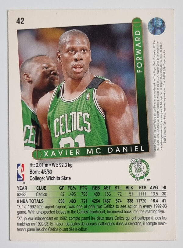 1993-94 Upper Deck International French #42 Xavier McDaniel – Image 2