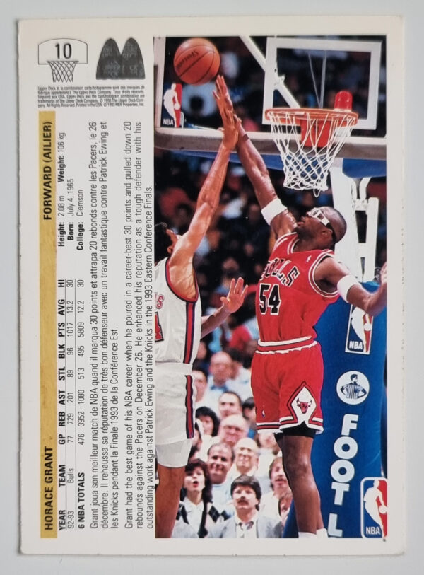 1993 Upper Deck French McDonald's #10 Horace Grant – Image 2