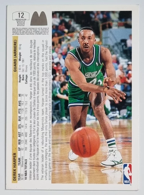 1993 Upper Deck French McDonald's #12 Derek Harper – Image 2