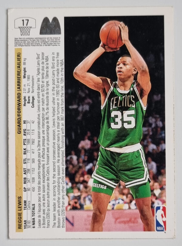 1993 Upper Deck French McDonald's #17 Reggie Lewis – Image 2