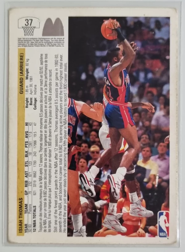 1993 Upper Deck French McDonald's #37 Isiah Thomas – Image 2