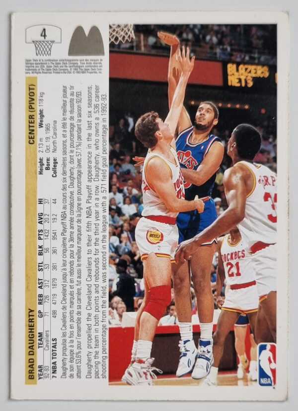 1993 Upper Deck French McDonald's #4 Brad Daugherty – Image 2