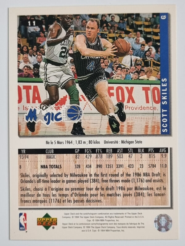1994-95 Collector's Choice International French #11 Scott Skiles – Image 2
