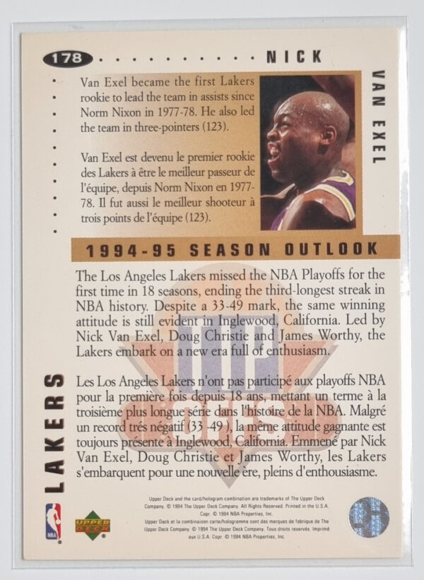 1994-95 Collector's Choice International French #178 Nick Van Exel TO – Image 2