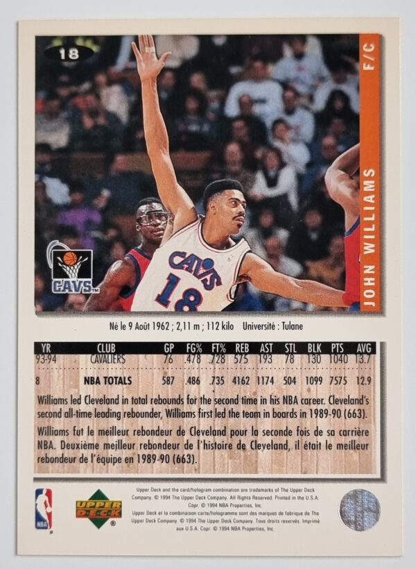 1994-95 Collector's Choice International French #18 John Williams – Image 2