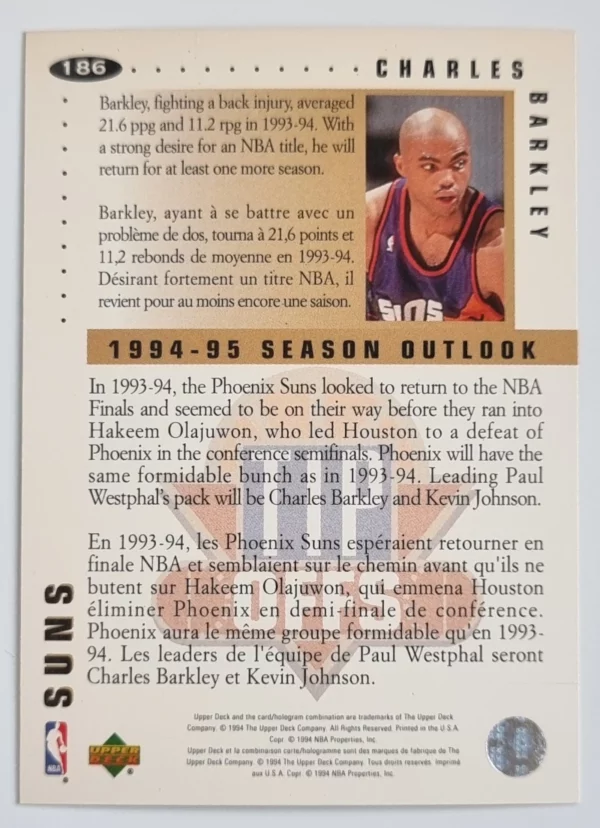 1994-95 Collector's Choice International French #186 Charles Barkley TO – Image 2
