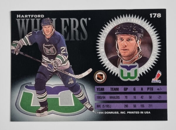 1994-95 Donruss #178 Andrew Cassels – Image 2