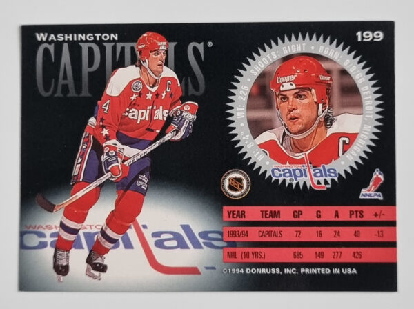 1994-95 Donruss #199 Kevin Hatcher – Image 2