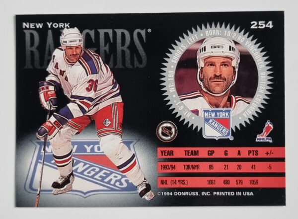 1994-95 Donruss #254 Glenn Anderson – Image 2