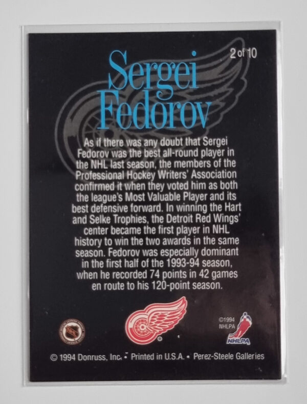 1994-95 Donruss Ice Masters #2 Sergei Fedorov – Image 2