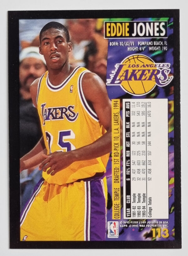 1994-95 Fleer European #113 Eddie Jones – Image 2