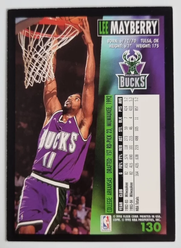 1994-95 Fleer European #130 Lee Mayberry – Image 2