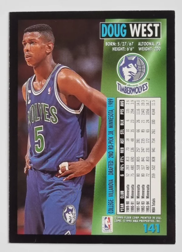 1994-95 Fleer European #141 Doug West – Image 2