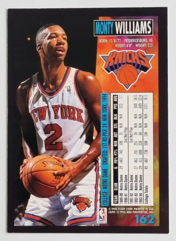 1994-95 Fleer European #162 Monty Williams – Image 2