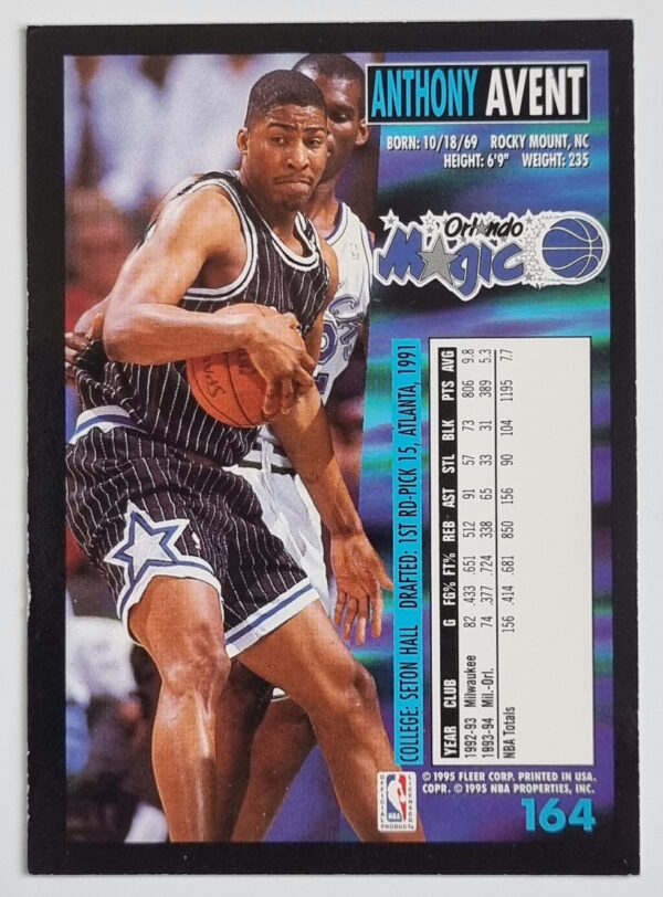 1994-95 Fleer European #164 Anthony Avent – Image 2