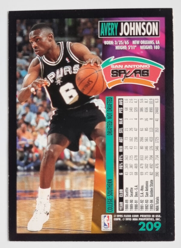 1994-95 Fleer European #209 Avery Johnson – Image 2
