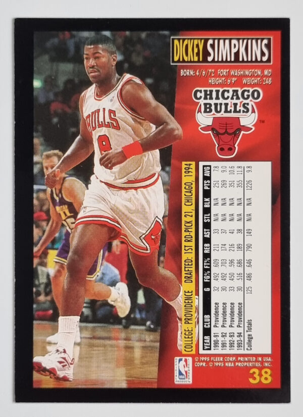 1994-95 Fleer European #38 Dickey Simpkins – Image 2