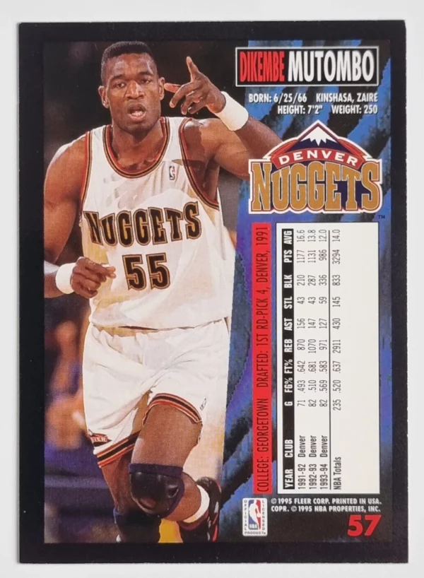 1994-95 Fleer European #57 Dikembe Mutombo – Image 2