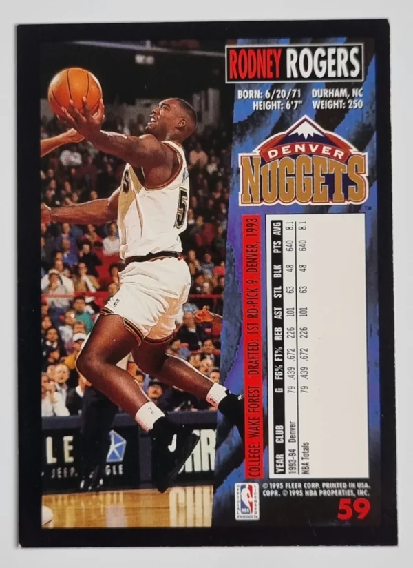 1994-95 Fleer European #59 Rodney Rogers – Image 2