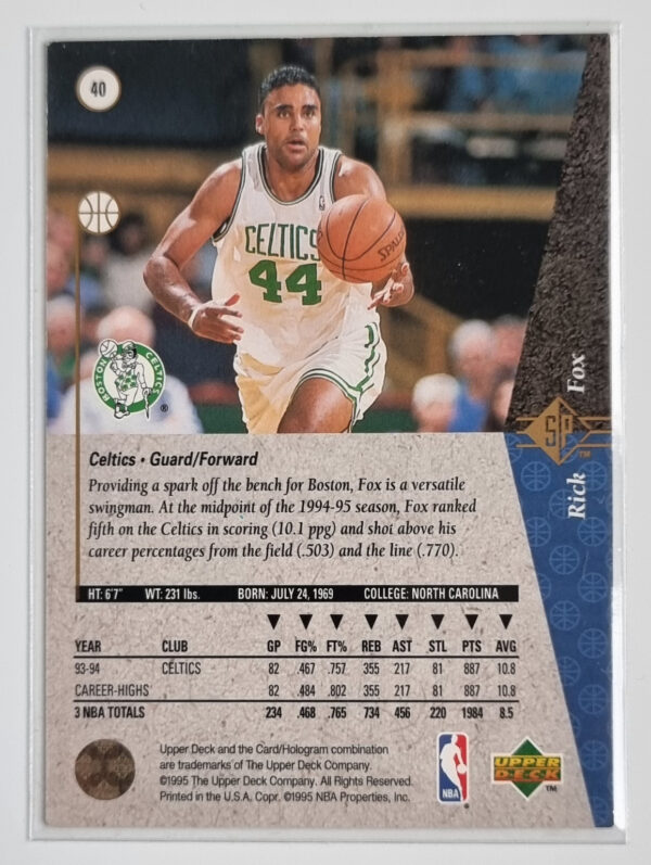 1994-95 SP #40 Rick Fox – Image 2