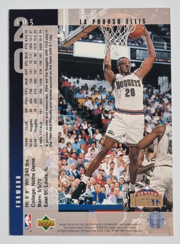 1994-95 Upper Deck #105 LaPhonso Ellis – Image 2