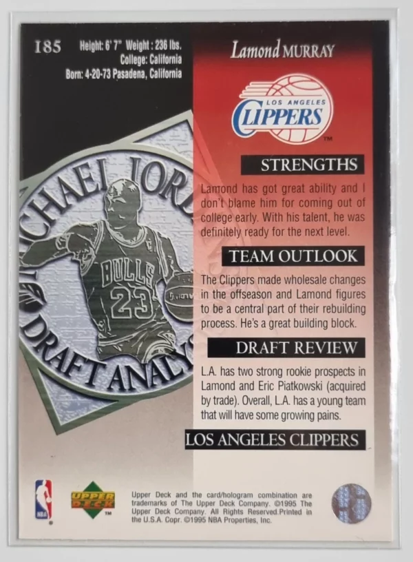 1994-95 Upper Deck #185 Lamond Murray DA – Image 2