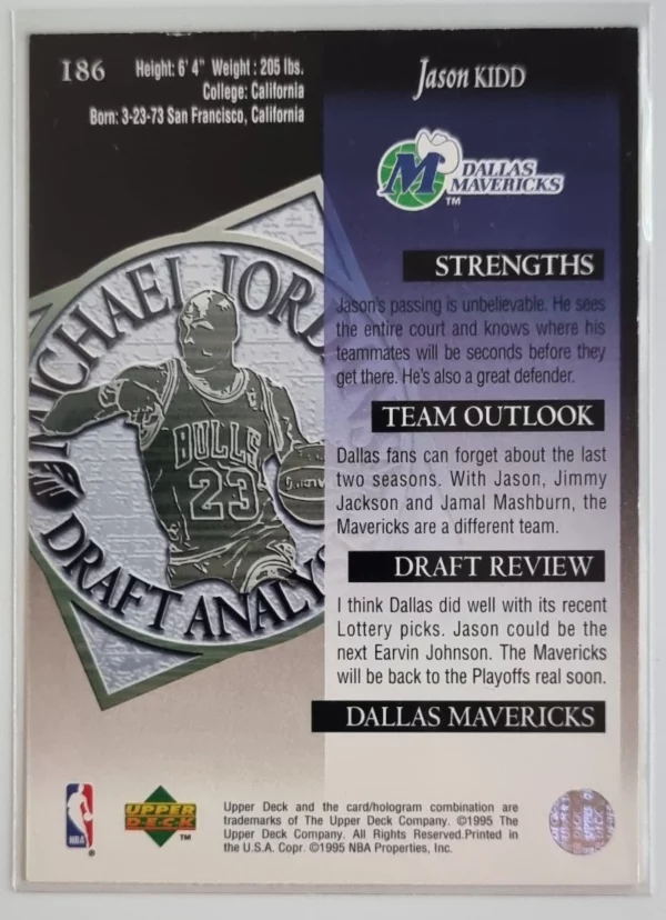 1994-95 Upper Deck #186 Jason Kidd DA – Image 2