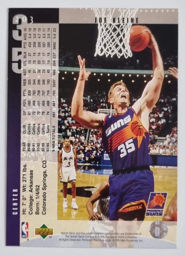 1994-95 Upper Deck #203 Joe Kleine – Image 2