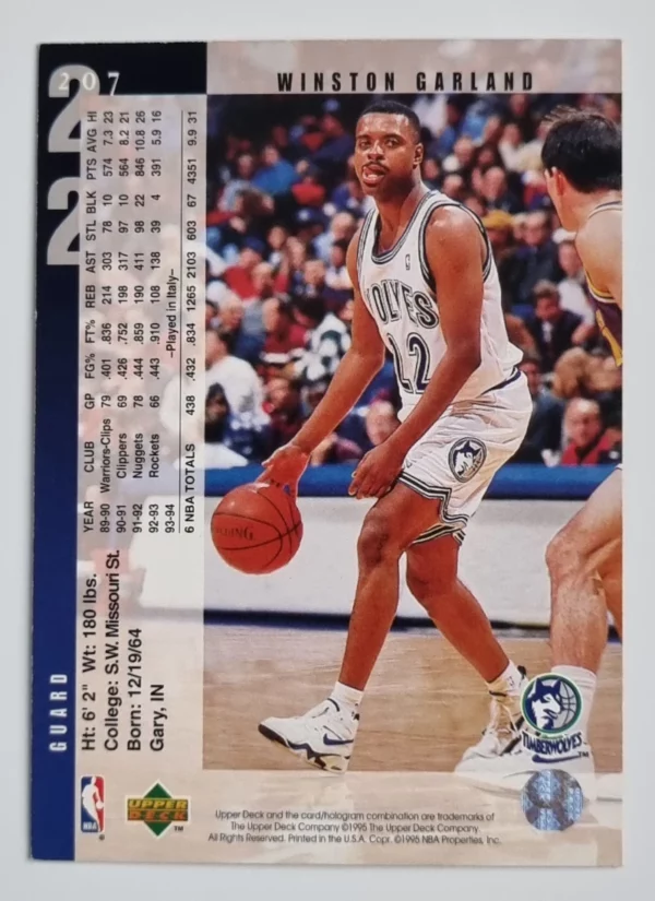 1994-95 Upper Deck #207 Winston Garland – Image 2