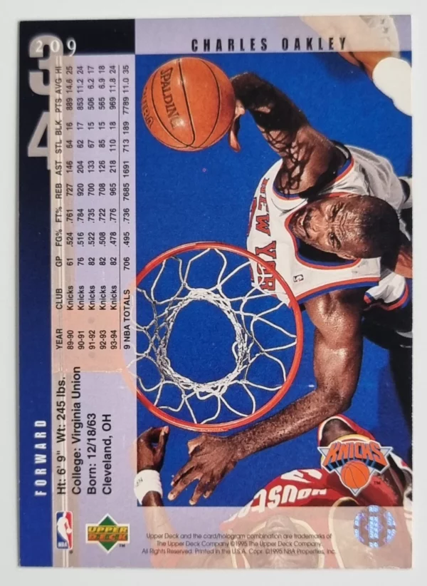1994-95 Upper Deck #209 Charles Oakley – Image 2