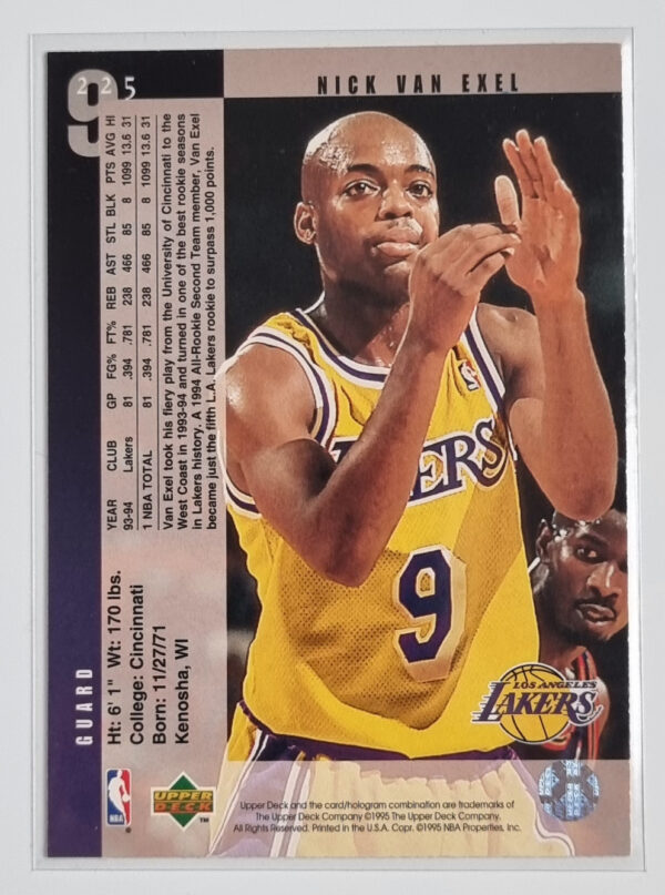 1994-95 Upper Deck #225 Nick Van Exel – Image 2