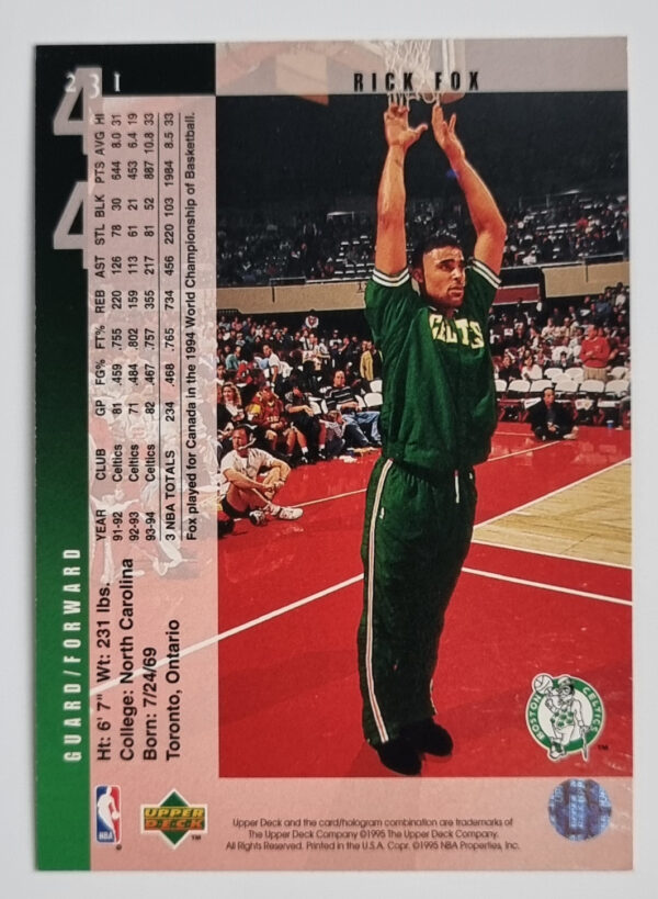 1994-95 Upper Deck #231 Rick Fox – Image 2