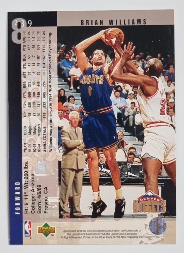 1994-95 Upper Deck #239 Brian Williams – Image 2