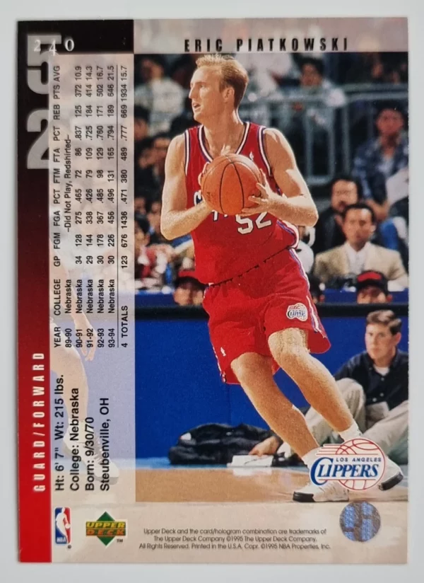 1994-95 Upper Deck #240 Eric Piatkowski RC – Image 2