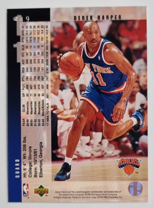 1994-95 Upper Deck #249 Derek Harper – Image 2