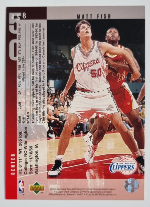 1994-95 Upper Deck #258 Matt Fish – Image 2