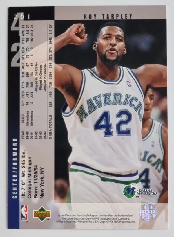 1994-95 Upper Deck #261 Roy Tarpley – Image 2