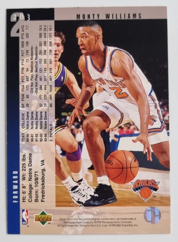 1994-95 Upper Deck #283 Monty Williams RC – Image 2