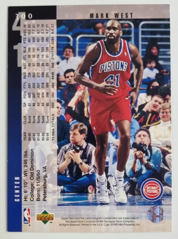 1994-95 Upper Deck #300 Mark West – Image 2