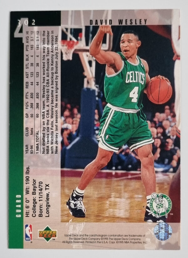 1994-95 Upper Deck #302 David Wesley – Image 2