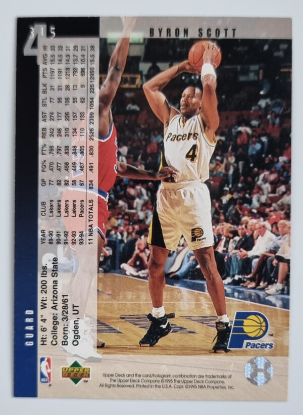 1994-95 Upper Deck #315 Byron Scott – Image 2