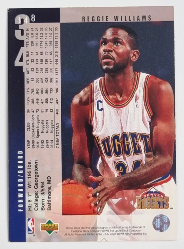 1994-95 Upper Deck #348 Reggie Williams – Image 2