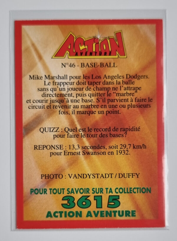 1994 Action Aventure #46 Mike Marshall – Image 2