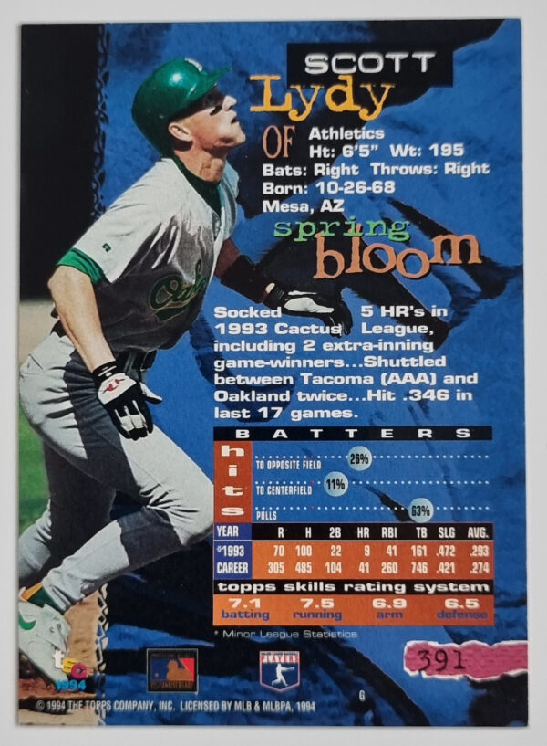 1994 Stadium Club #391 Scott Lydy – Image 2