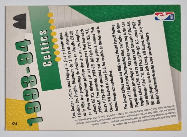 1994 Upper Deck French McDonald's Team #2 Boston Celtics/Group – Image 2