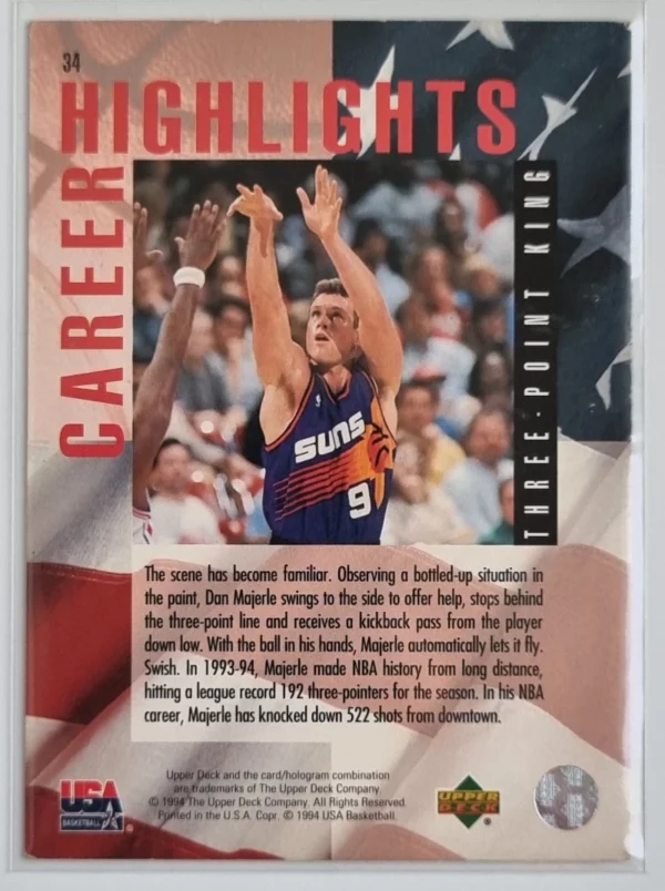 1994 Upper Deck USA #34 Dan Majerle/3-Point King – Image 2
