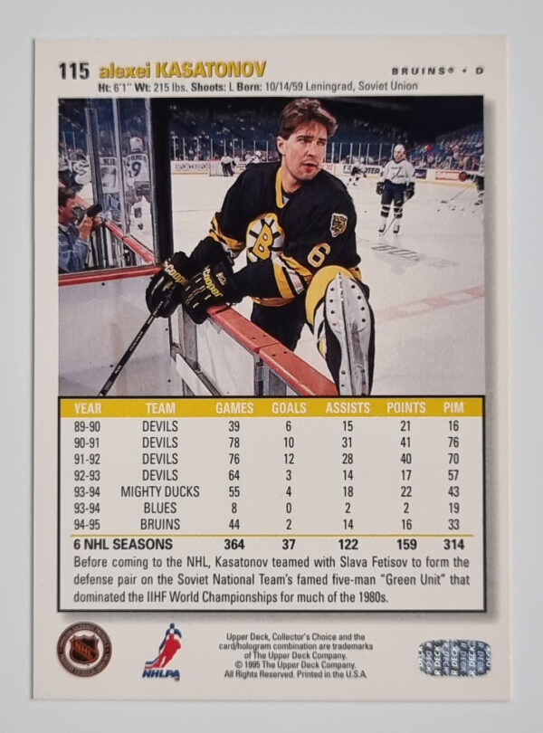 1995-96 Collector's Choice #115 Alexei Kasatonov – Image 2