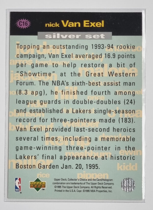 1995-96 Collector's Choice Crash the Game Scoring Silver Redemption #C16 Nick Van Exel – Image 2