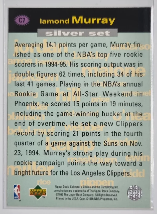1995-96 Collector's Choice Crash the Game Scoring Silver Redemption #C7 Lamond Murray – Image 2